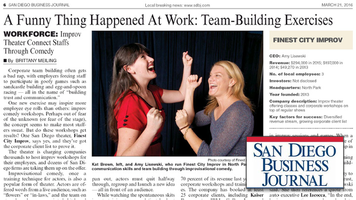 San Diego Business Journal reviews Finest City Improv's training for businesses